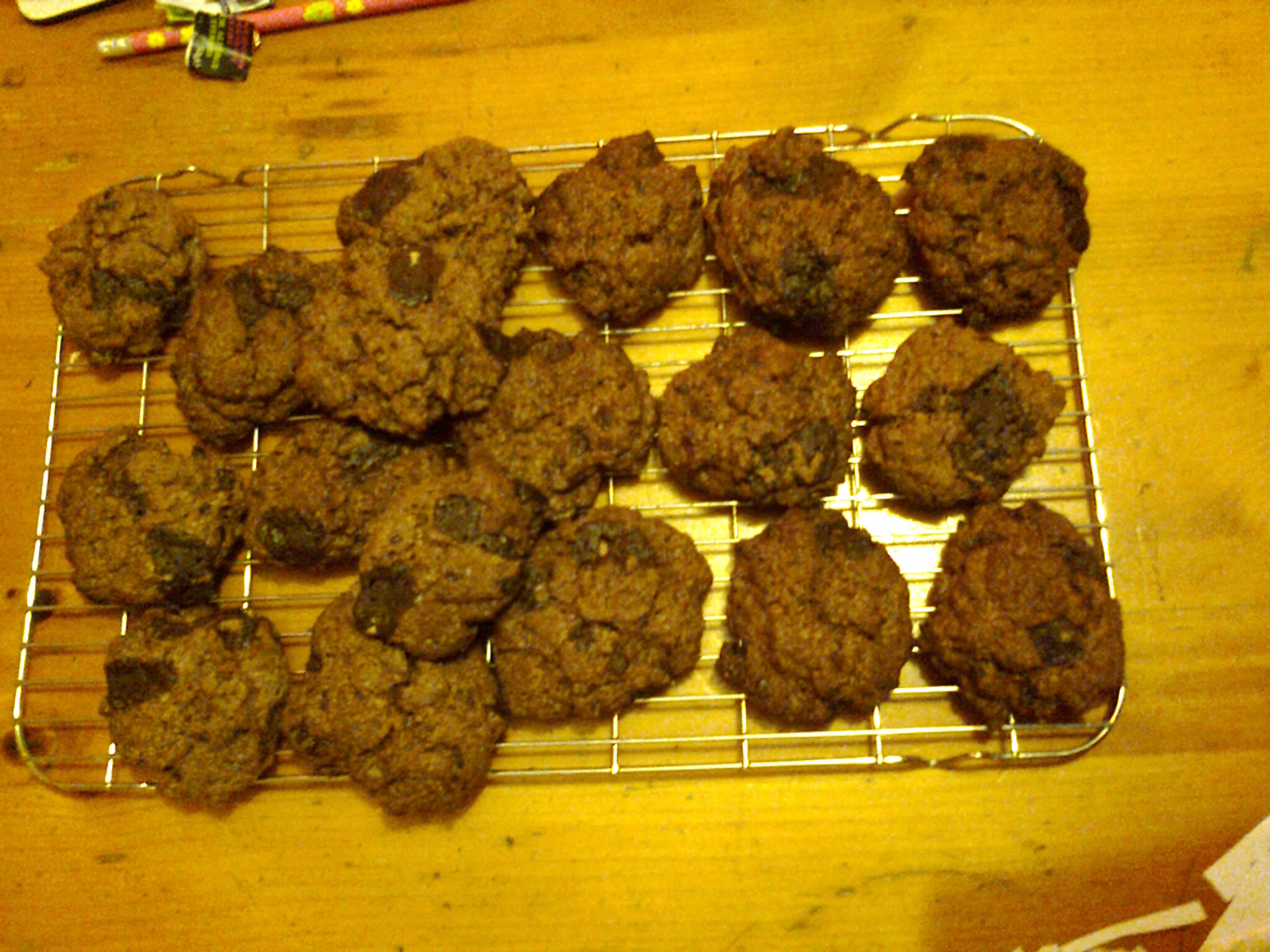 VEGAN DOUBLE CHOCOLATE CHIP COOKIES (not a brilliant photo but, take my word for it, they're good!)