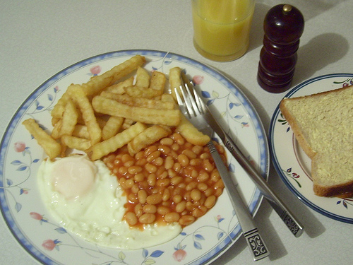 egg chips and beans