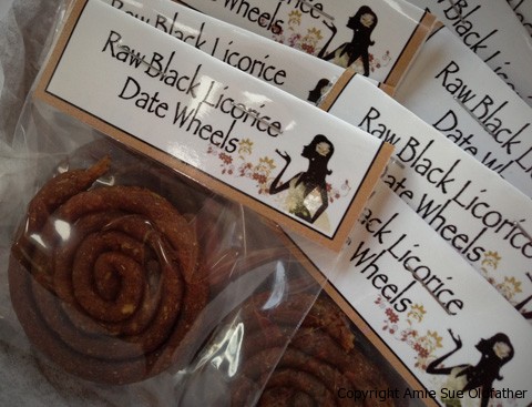 raw black licorice date wheels