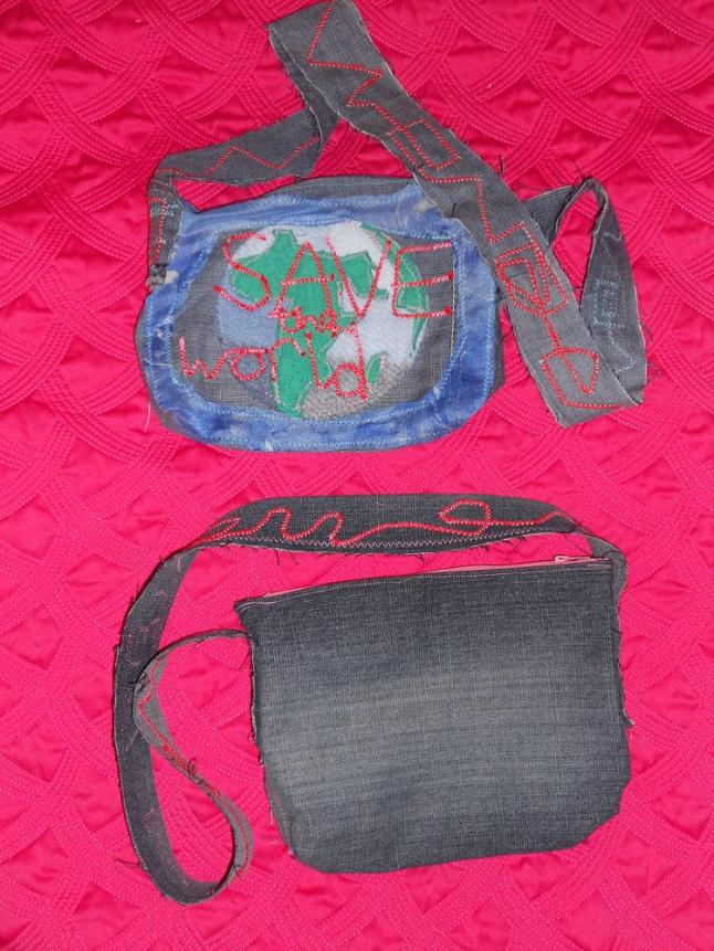 vegan upcycled bag front and back