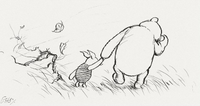 winnie the pooh and piglet by E H Shepard