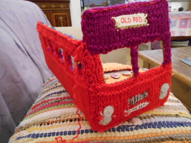 knitted model bus