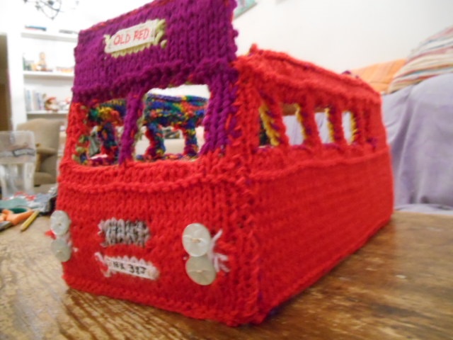 knitted model bus