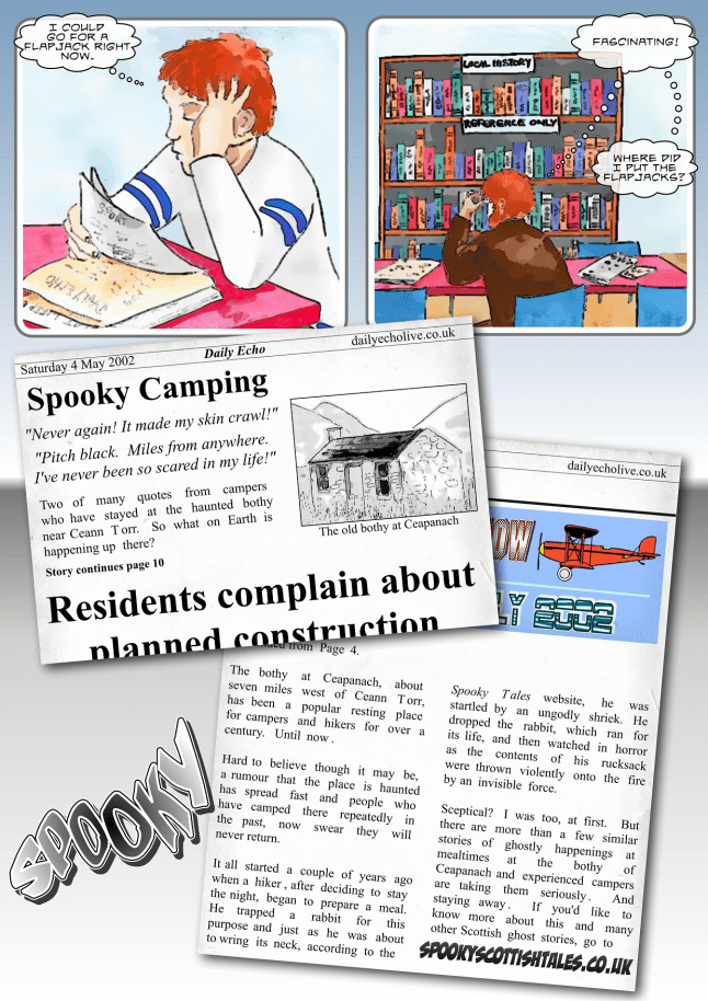 Spooky stories in the newspapers - vegan children's comic.