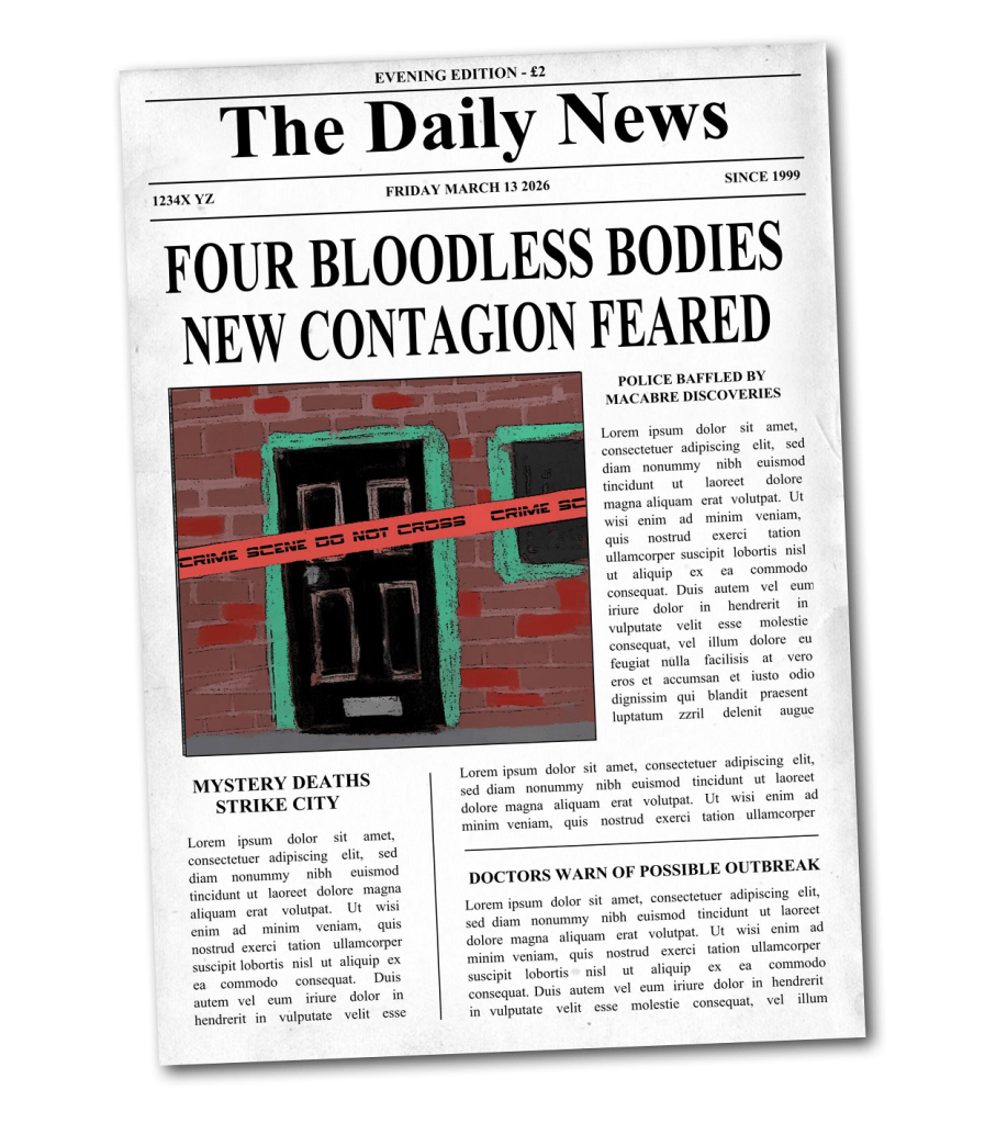 VELMA THE VEGAN VAMPIRE NEWSPAPER ILLUSTRATION