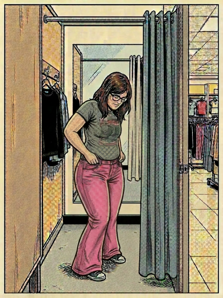 Add glasses to the woman