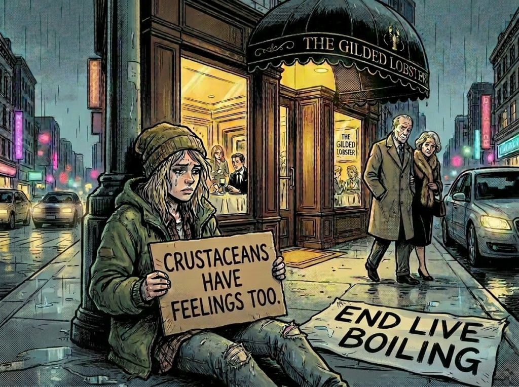 Change placard text to CRUSTACEANS HAVE FEELINGS TOO